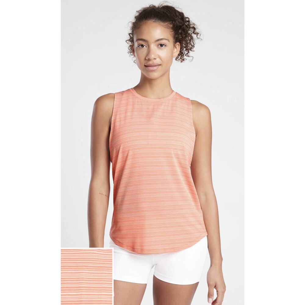 Athleta Sz.XS Cloudlight Striped Muscle Tank Coral nwt